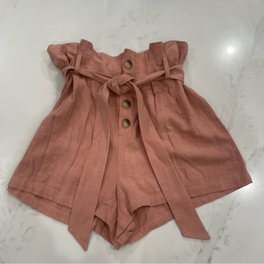 Topshop Blush Pink Casual High Waisted Shorts - Picture 2 of 13